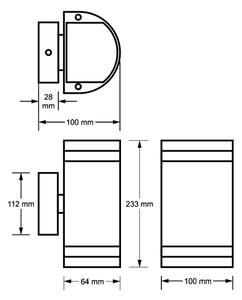 Екстериорен аплик KORTEK 2xGU10/30W/230V IP44 сив