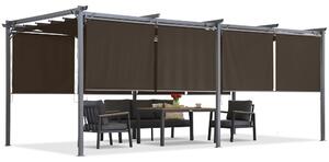 Кафява пергола за тераса с ролетни щори La Palma 3x6 Garden Point