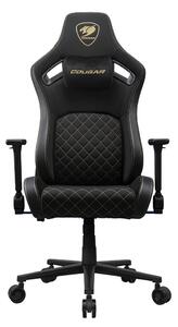 Геймърски стол Cougar Gaming Defensor Gold F, до 120kg, Class 4 газов амортисьор, 4D регулируеми подлакътници, лумбална опора, черен