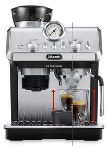 Кафеавтомат DeLonghi La Specialista Arte, 1400W, 15 bar налягане, 8 настройки за смилане, 3 нива на температура на инфузия, сребриста