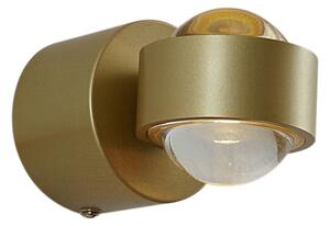 Дизайнерска стенна лампа месинг с LED IP44 - Lens
