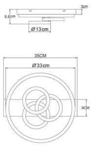 Globo 48040-40SA-LED Димируемо таванно осветително тяло DARRYL I LED/40W/230V размери 35 x 33 см месинг + дистанционно управление