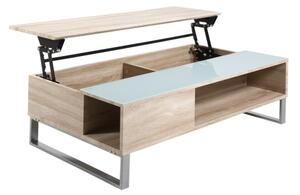 Холна маса с повдигаща плоскост ENZO 110x60 cm бяла/дъб сонома