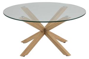 Холна маса LUCA 82 cm прозрачно стъкло/дъб