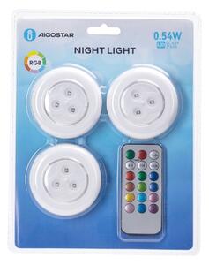 Aigostar - Комплект 3x RGB LED преносими нощни лампи LED/3xAAA + дистанционно