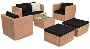 Градински мебели от техноратан Roma Coffee 4 + 2 пуфа Garden Point меден цвят