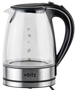 Електрическа кана Voltz V51230E, 2200W, 1.7 литра ,Стъклена, Светеща, Инокс