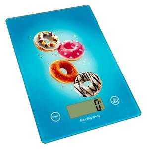 Кухненска везна Oliver Voltz OV51651KD Doughnut, 5 кг, ТАРА, Стъклена, Донат, Син