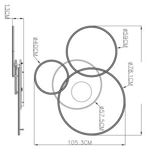 Globo 48466-70W-LED Димируемо таванно осветително тяло INVERTINA 70W/230V 105x26,5 cm сребристо+ДУ