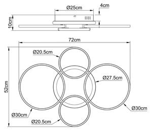 Globo 48477-40C - LED таванно осветително тяло ALVIS, 40 W, 230 V, 4000 K, 72 × 52 см, черно