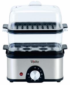 Уред за приготвяне на яйца и зеленчуци Oliver Voltz OV51982B, 400W, 8 яйца, Таймер, Защита от прегряване, Черен/инокс