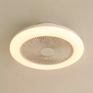 Lindby LED тавански вентилатор Vedin, бял, DC, Ø 45 см, RGBW, Затъмняване, Бял, Дневна/трапезария, Пластмаса, Модерен