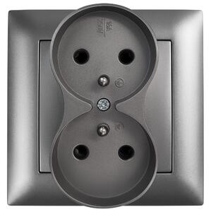 Двоен контакт със заземяване и рамка OSTE JNH002-G Grey