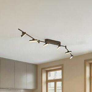 Lindby LED прожектор Eldrin, черен, 6 светлини, светлинна лента, Затъмняване, Черен, Дневна/трапезария, Метал, Модерен