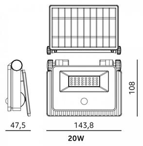 LED соларен прожектор със сензор NCS G2 LED/20W/3,7V 3000/4000/6500K IP54 2600 mAh