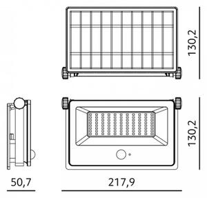 LED соларен прожектор със сензор NCS G2 LED/30W/3,7V 3000/4000/6500K IP54 5200 mAh