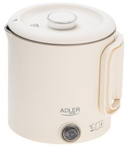 Електрическа кана за туризъм Adler AD 1388b, 650W, 0.8 л, Сваляем капак, Въртяща се основа, Бежов