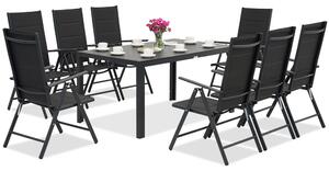 Градински мебели от алуминиев polywood Verona Garden Point за 8 души черни