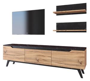 Комплект ТВ шкаф Касия Дъб-Черно 180x35x48.5 см