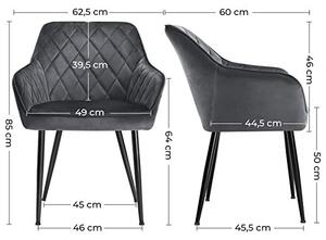 Комплект 4 трапезарни стола, Songmics, Сив, 62.5x60x85 см