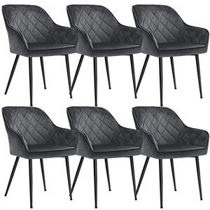 Комплект 6 трапезарни стола, Songmics, Сив, 62.5x60x85 см