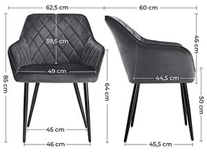 Комплект 6 трапезарни стола, Songmics, Сив, 62.5x60x85 см