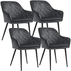 Комплект 4 трапезарни стола, Songmics, Сив, 62.5x60x85 см