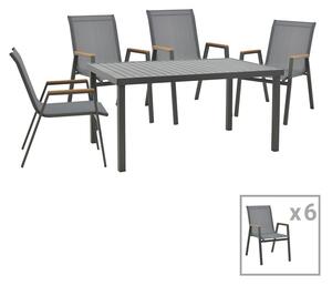 Комплект 7 бр. градинска маса и столове Азелия-Клитон Сив 77x55x94 см