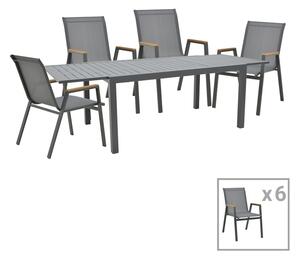 Комплект от 7 бр. градинска маса и столове Азелия-Лафла Сив 77x55x94 см