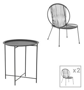 Комплект от 3 градински маси и столове Dapper Caius черен метал 64.5x74.5x74.5x76 cm