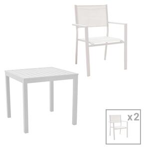 Комплект от 3 бр. градинска маса и столове Kliton Moly алуминий бял 80x80x74 cm