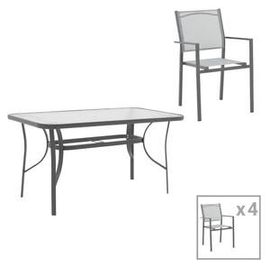 Комплект от 5 градински маси и столове Ensure-Confidence метал антрацит 120x70x70 cm