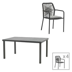 Херсон-Клитон Pako World Антрацит 150x80x74 cm, Комплект градинска маса и столове от 5 части Херсон-Клитон Pako World Антрацит 150x80x74 cm