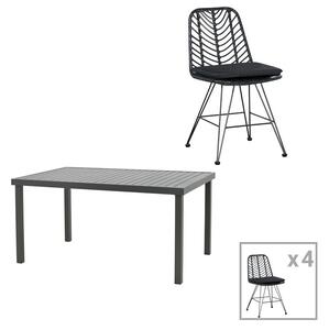 Naoki-Kliton C Pako World Anthracite 150x80x74 cm, комплект градинска маса и столове от 5 части