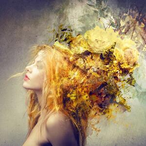 IMAGELAND АЛУ.КАРТИНА GOLDEN WOMAN WITH FLOWER