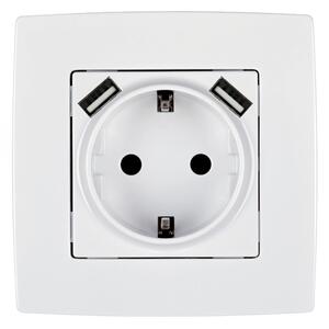 CITY КОНТАКТ ШУКО С ВИНТОВА КЛЕМА+2XUSB БЯЛ