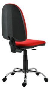 Работен стол Antares GOLF PLUS CR, до 120кг, дамаска, хромирана база, газов механизъм, коригиране на височината, черно-червен