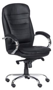 Президентски стол Carmen 6113 M, до 130кг, еко кожа, хромирана база, мултиблок механизъм, регулируем люлеещ механизъм, коригиране височина, газов амортисьор, черен