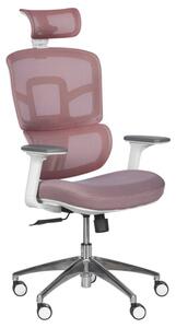 Работен стол Carmen 7579, до 130кг. макс тегло, дамаска/мемори пяна/мрежа, ергономичен, алуминиева база, мултиблок механизъм, регулируем люлеещ механизъм, газов амортисьор, лумбална опора, червен