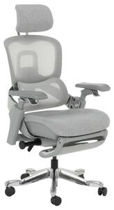 Работен стол Carmen DOLE W, до 120кг. макс тегло, дамаска/мрежа, ергономичен, алуминиева база, Locking tilt механизъм, регулируем люлеещ механизъм, слайд механизъм, газов амортисьор, лумбална опора, сив