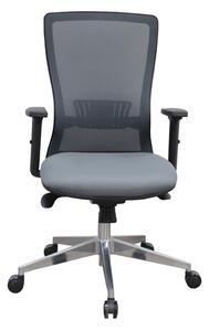Работен стол RFG Ergo 06 W (ARYA 06/CR03/NFILE05), до 120кг, дамаска/меш, хромирана база, Synchro механизъм, коригиране на височината, лумбална опора, ергономичен, сив