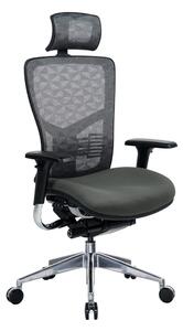 Работен стол RFG TECH@PRO, до 250кг, дамаска/меш, алуминиева база, Multi-function механизъм, коригиране на височината и дълбочината, лумбална опора, заключване на облегалката, сив