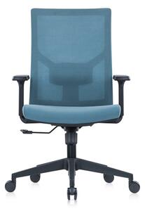 Работен стол RFG Snow Black W, дамаска/меш, пластмасова база, Multi-function механизъм, коригиране на височината, светлосин