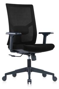 Работен стол RFG Snow Black W, до 120кг, дамаска/меш, пластмасова база, коригиране височина, лумбална опора, черен