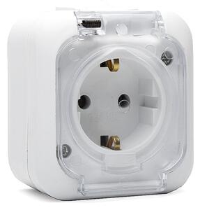 Контакт ЕВРО НК, ШУКО 2P+T, Бял, 16A, 250V, ПКОМ, IP44