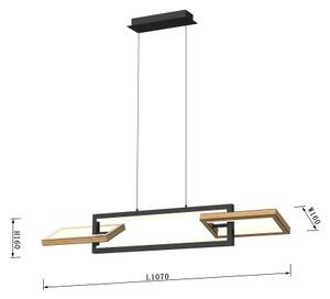 Wofi 7022-306- LED Димируем пендел MATERA LED/30W/230V черен/кафяв