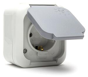Контакт ЕВРО НК, ШУКО 2P+T, Сив, 16A, 250V, ПКОМ, IP44
