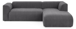 Тъмносив ъглов диван от рипсено кадифе (десен ъгъл) Merid – Ropez