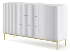 Комод Ravenna B 150 2D3S фрезован фолиран MDF, бял мат/злато