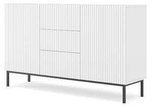 Комод Ravenna B 150 2D3S фрезован фолиран MDF, бял мат/черно